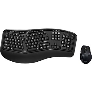 Adesso Tru-Form Media 1500 Wireless Ergonomic Keyboard & Laser Mouse, Black