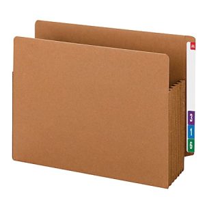 Smead TUFF End-Tab File Pockets, 5 1/4" Expansion, Letter Size, 30% Recycled, Redrope, Box Of 10
