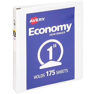 Avery Economy View 3-Ring Binder, 1" Round Rings, White