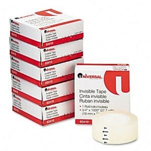 Universal Invisible Tape - 0.75" Width x 1000" Length - 1" Core - Removable - Dispenser Not Included - 6 / Pack - Clear