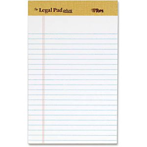 TOPS Binding Letr - Trim Perf. Writing Pads - Jr.Legal - 50 Sheets - 16 lb Basis Weight - 8" x 5" - 2.50" x 8"5" - White Paper - Perforated, Acid-free - 12 / Dozen