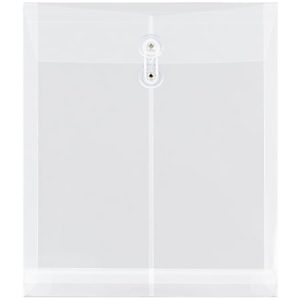 JAM Paper Open-End Plastic Envelopes, Letter-Size, 9 3/4" x 11 3/4", Clear, Pack Of 12