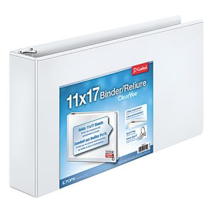 Cardinal Slant-D Ring Tabloid ClearVue 3-Ring Binder, 3" D-Rings, 64% Recycled, White