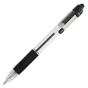 Zebra® Z-Grip™ Retractable Ballpoint Pens, Medium Point, 1.0 mm, Clear Barrel, Black Ink, Pack Of 12