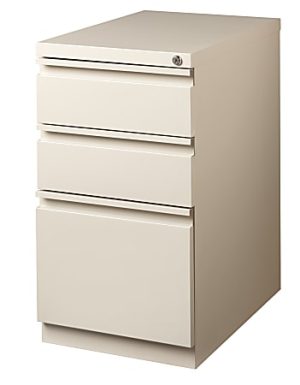 WorkPro 23"D Vertical 3-Drawer Mobile Pedestal File Cabinet, Putty