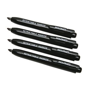 SKILCRAFT Retractable Markers, Chisel Tip, Black (AbilityOne 7520-01-555-0297)