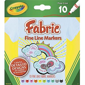 Crayola Bright Fabric Markers, Set Of 10, Fine Point, Assorted Colors
