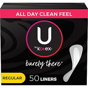 U by Kotex Barely There Panty Liners, Box Of 50 Liners