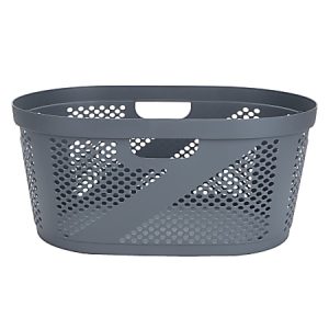 Mind Reader 40L Plastic Laundry Basket Clothes Hamper, 10-1/2" H x 14-1/2" W x 23" D, Gray