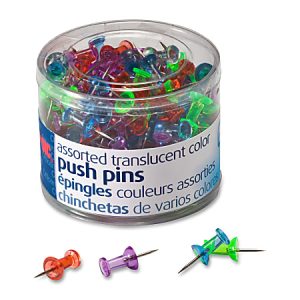 OIC Translucent Pushpins, Assorted Colors, Pack Of 200