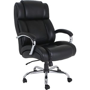 Lorell UltraCoil Comfort Big & Tall Bonded Leather Chair, Black