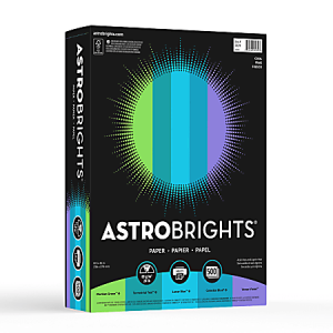 Astrobrights Color Multi-Use Printer & Copier Paper, Letter Size (8 1/2" x 11"), Ream Of 500 Sheets, 24 Lb, Cool Assortment
