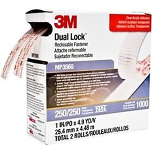 3M Dual Lock Reclosable Fastener Tape, MP-3560, 1" x 15', Clear