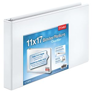 Cardinal Slant-D Ring Tabloid ClearVue 3-Ring Binder, 1 1/2" D-Rings, 64% Recycled, White