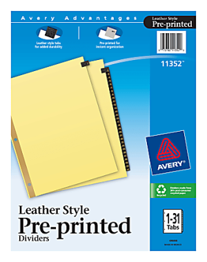 Avery Black Leather Tab Dividers, 131