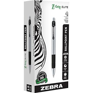 Zebra Pen Z-Grip Elite Metal Retractable Ballpoint Pen - Bold Pen Point - 1 mm Pen Point Size - Retractable - Black Gel-based Ink - 1 Dozen