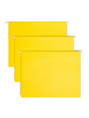 Smead Hanging File Folders, 1/5-Cut Adjustable Tab, Letter Size, Yellow, Box Of 25