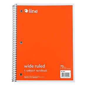 C-Line Wide Rule Spiral Notebooks, 8" x 10-1/2", 1 Subject, 70 Sheets, Orange, Case Of 24 Notebooks