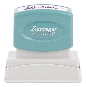 Custom ECO-GREEN Xstamper Pre-Inked Stamp, N11, 63% Recycled, 11/16" x 1-15/16" Impression