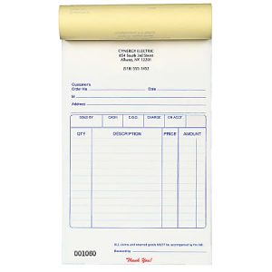 Custom Pre-Formatted 3-Part Business Forms, Multi-Purpose Sales Book, 4 1/4 x 7, White/Canary/Pink, 50 Sets Per Book, Box Of 10 Books