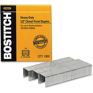 Stanley Bostitch Heavy-Duty Premium Staples, 1/2", Box Of 1000