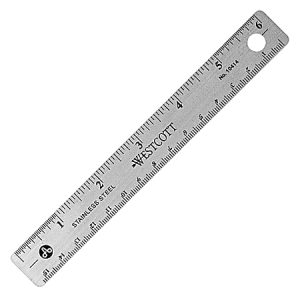 Westcott Stainless Steel Ruler, 6"/15cm