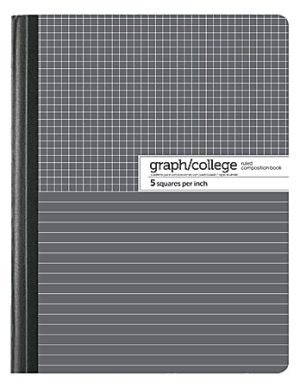 Office Depot Brand Composition Book, 7-1/2" x 9-3/4", College/Graph Ruled, Gray/White, 100 Sheets