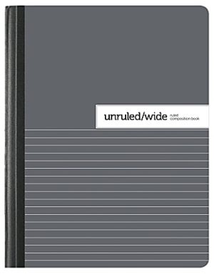 Office Depot Brand Composition Book, 7-1/2" x 9-3/4", Unruled/Wide Ruled, 100 Sheets, Gray/White