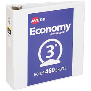 Avery Economy View 3-Ring Binder, 3" Round Rings, White