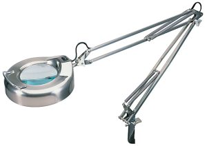 Realspace Clamp-On Magnifier Task Lamp, Adjustable Height, 48"H, Brushed Nickel