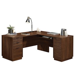 Sauder Englewood 65"W L-Shaped Corner Desk, Spiced Mahogany