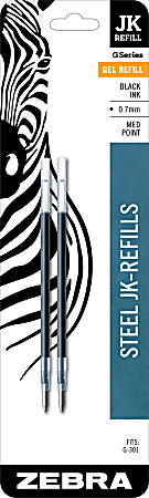 Zebra JK-Refill for G-301, Medium Point, Black Ink, Pack Of 2