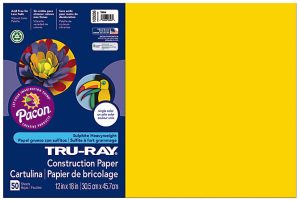 Tru-Ray Construction Paper, 50% Recycled, 12" x 18", Yellow, Pack Of 50