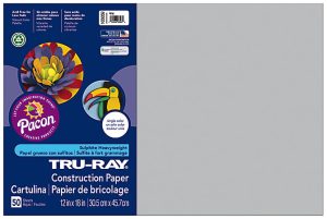 Tru-Ray Construction Paper, 50% Recycled, 12" x 18", Gray, Pack Of 50