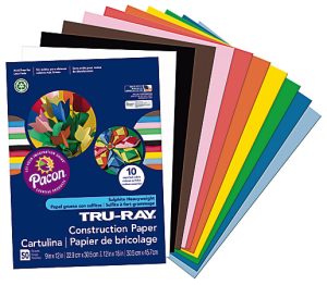 Tru-Ray Construction Paper, 50% Recycled, Assorted Colors, 9" x 12", Pack Of 50