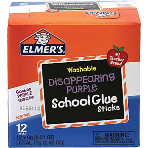 Elmer's Washable Disappearing Purple School Glue Sticks, 0.21 Oz., Pack Of 12