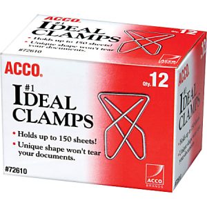 ACCO Ideal Paper Butterfly Clamp, #1 Size (Large), Box Of 12