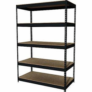 Lorell® 5-Shelf Riveted Steel Shelving, 72"H x 48"W x 24"D, Black