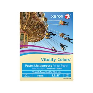 Xerox Vitality Colors Color Multi-Use Printer & Copier Paper, Letter Size (8 1/2" x 11"), Ream Of 500 Sheets, 20 Lb, 30% Recycled, Ivory