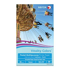 Xerox Vitality Colors Color Multi-Use Printer & Copier Paper, Legal Size (8 1/2" x 14"), Ream Of 500 Sheets, 20 Lb, 30% Recycled, Blue