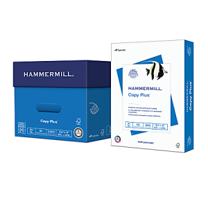 Hammermill® Copy Plus® Copier Paper, Letter Size (8 1/2" x 11"), 5000 Total Sheets, 92 (U.S.) Brightness, 20 Lb, FSC® Certified, White, 500 Sheets Per Ream, Case Of 10 Reams