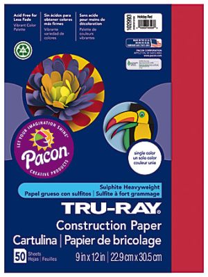 Tru-Ray® Construction Paper, 50% Recycled, 9" x 12", Holiday Red, Pack Of 50