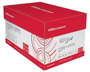 Office Depot Brand Multi-Use Printer & Copier Paper, Letter Size (8 1/2" x 11"), 5000 Total Sheets, 92 (U.S.) Brightness, 20 Lb, White, 500 Sheets Per Ream, Case Of 10 Reams