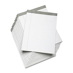 SKILCRAFT Linen Top Writing Pads, 8 1/2" x 11", White, Pack Of 12 (AbilityOne 7530-01-447-1353)