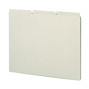 Smead Blank Pressboard File Guides, Letter Size, 100% Recycled, Gray/Green, Box Of 100