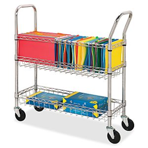 Lorell Mobile Wire Mail Cart, Chrome