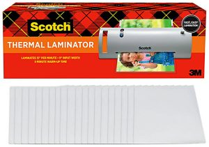 Scotch® TL902VP Thermal Laminator Combo Pack, 9" Width, 5 mil Thickness, 1 Thermal Laminator, 20 Letter Size Laminating Pouches