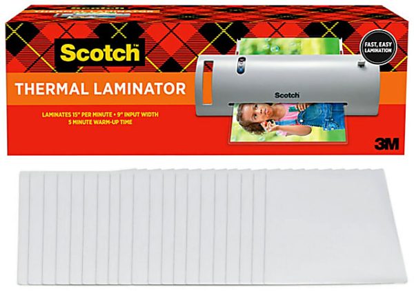 Scotch® TL902VP Thermal Laminator Combo Pack, 9" Width, 5 mil Thickness, 1 Thermal Laminator, 20 Letter Size Laminating Pouches