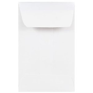 JAM Paper Coin Envelopes, #1, Gummed Seal, White, Pack Of 50 Envelopes