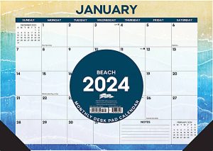 2024 Willow Creek Press Desk Pad Calendar, 12" x 17", Tropical Beaches, January To December